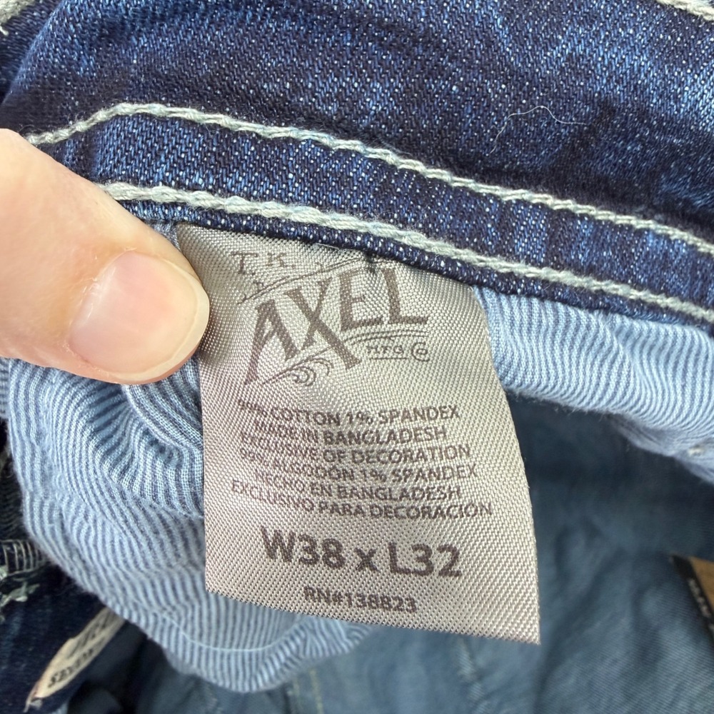 NWT Axel Mens 38 x 32 Thick Stitch Slim Boot Cut Stretch Denim Jeans AXMB0021 - Picture 11 of 12